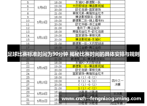 足球比赛标准时间为90分钟 揭秘比赛时间的具体安排与规则 足球比赛标准时间为90分钟 揭秘比赛时间的具体安排与规则